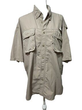 Maagellen Sportswear Laguna Madre Khaki Fishing Shirt, short sleeve Sz XXL